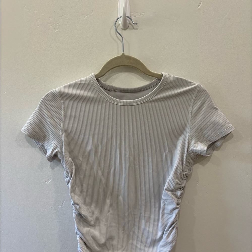 lululemon athletica Ribbed Side-Ruche Short Sleeve Tee - Light Gray